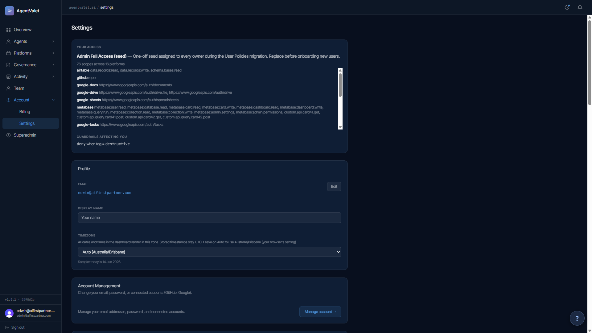 Settings page showing the Owner ID field with a copy button